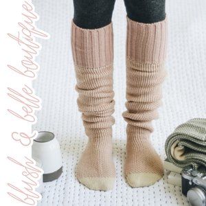 🚨 1 LEFT! Knitted Knee High Cozy Lounge Socks PINK